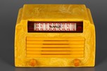 Swirled Sand + Yellow Insert Grille DeWald A-502 &rsquo;Step-Top&rsquo; Catalin Radio